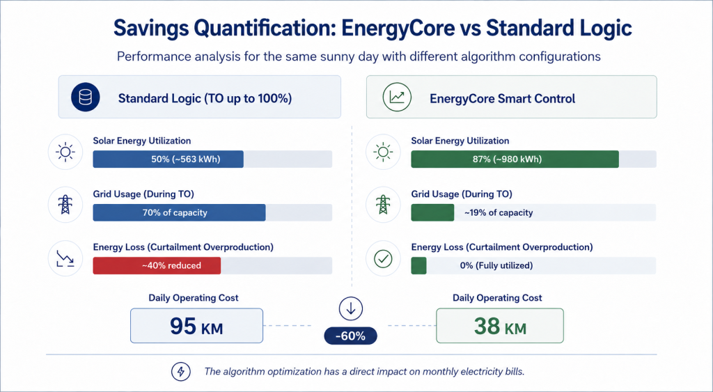 Savings Quantification: EnergyCore vs. Standard Logic